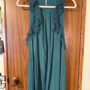 Free People Emerald Green Ruffle Mini Dress